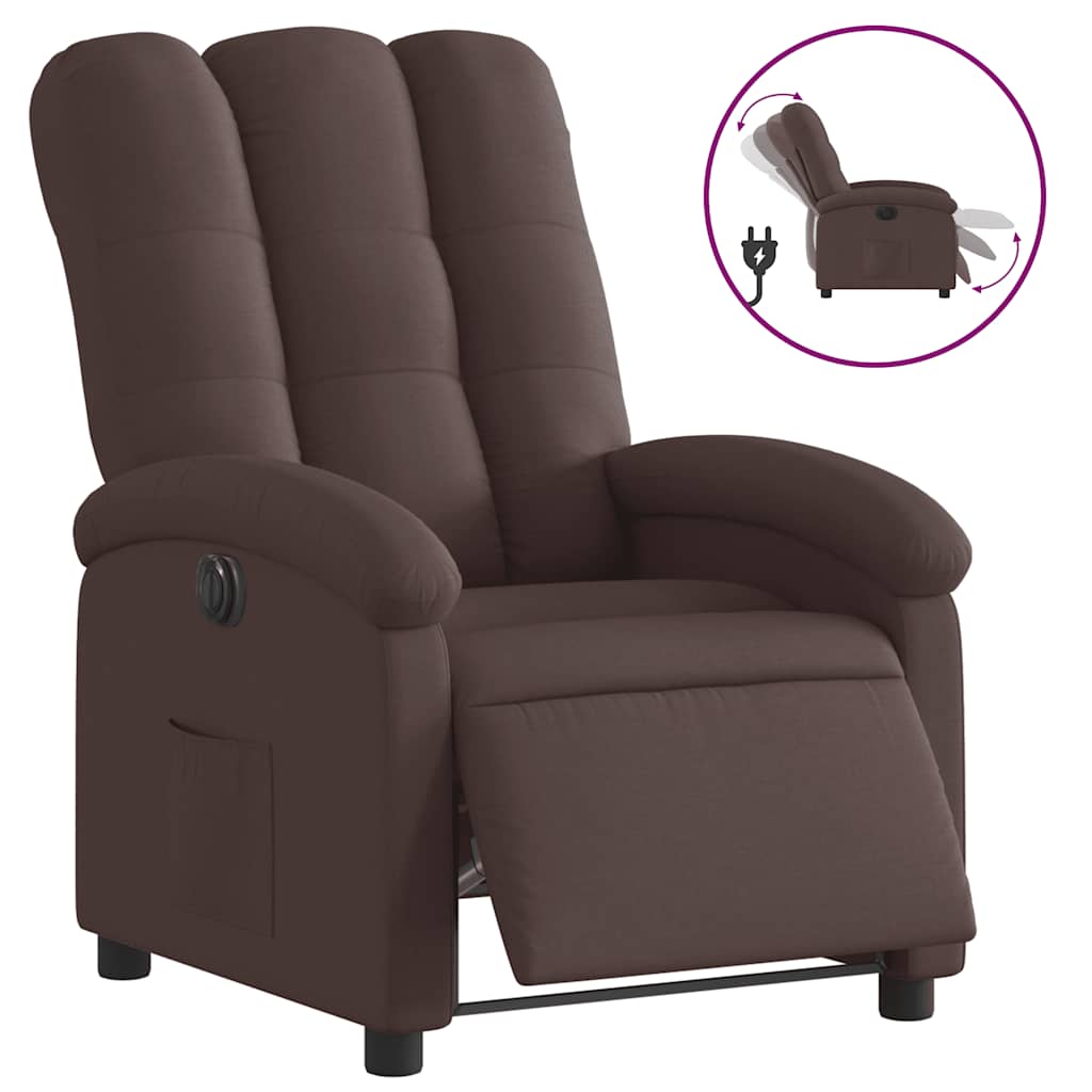 Vidaxl fauteuil verstelbaar elektrisch stof donkerbruin