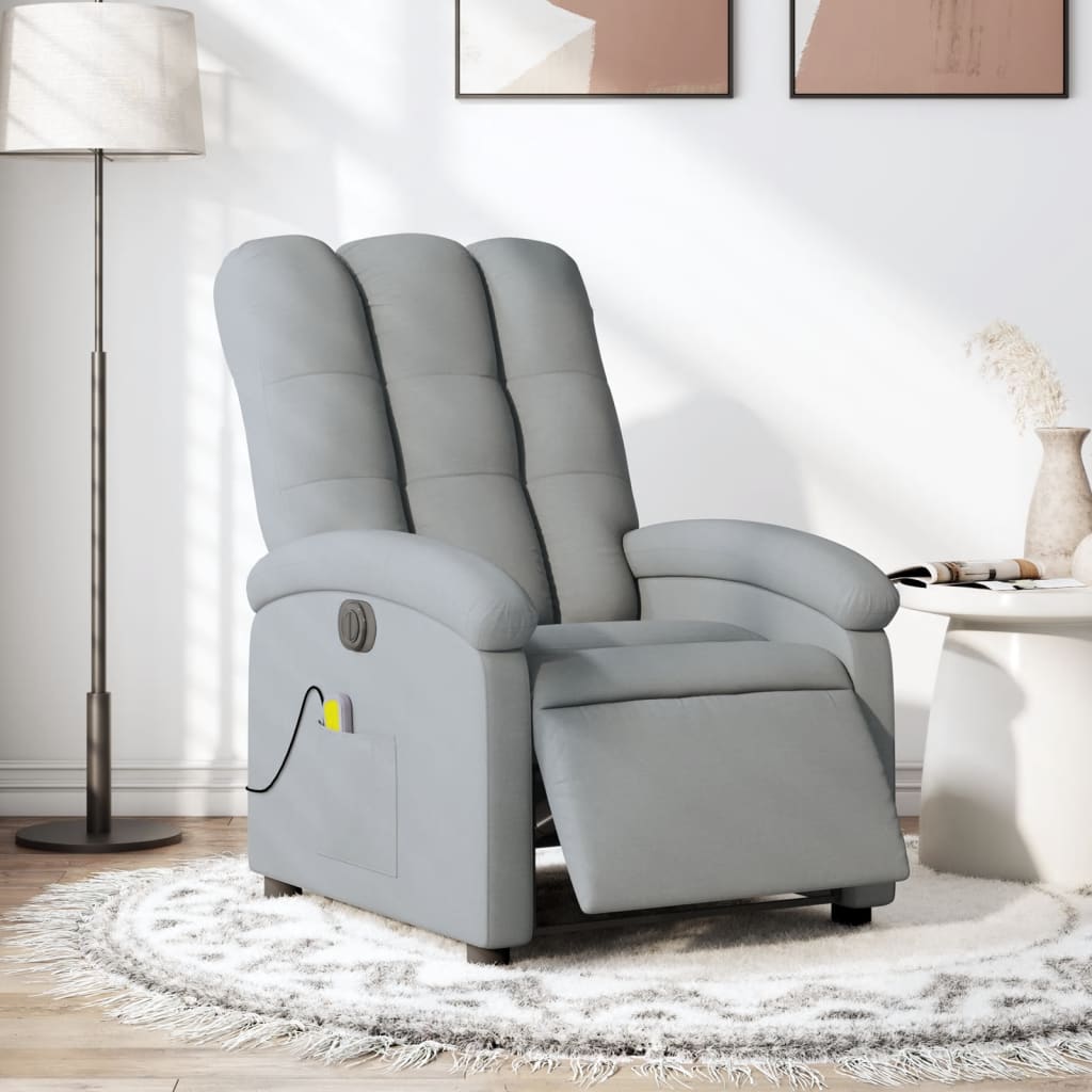 Vidaxl massagestoel elektrisch verstelbaar stof lichtgrijs
