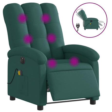 Vidaxl massagestoel elektrisch verstelbaar stof donkergroen