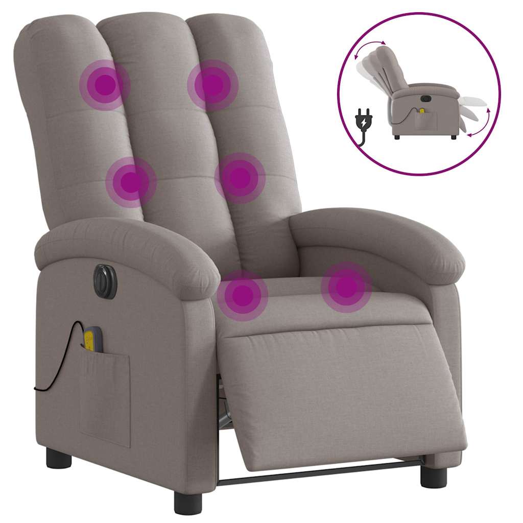 Vidaxl massagestoel elektrisch verstelbaar stof taupe