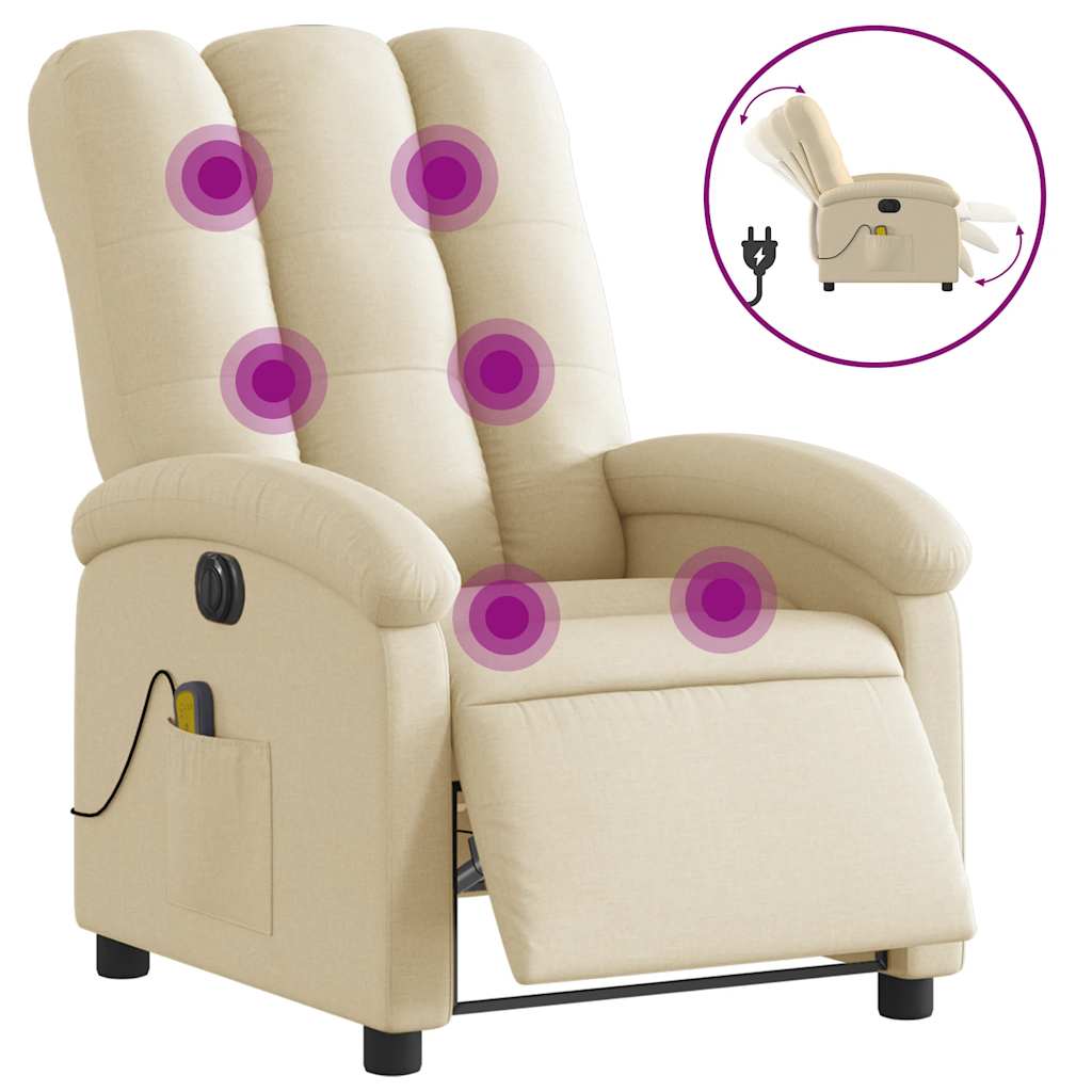 Vidaxl massagestoel elektrisch verstelbaar stof crèmekleurig