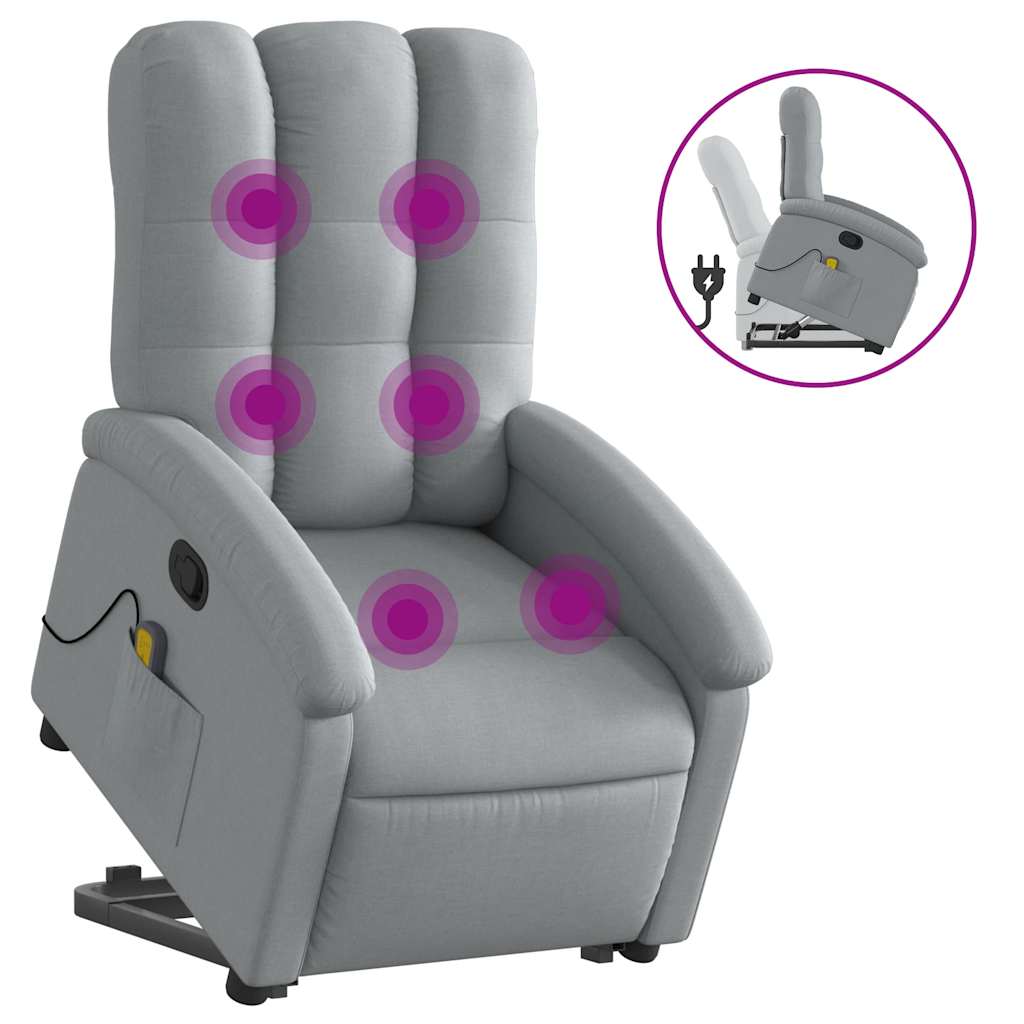 Vidaxl sta-op-massagestoel verstelbaar stof lichtgrijs