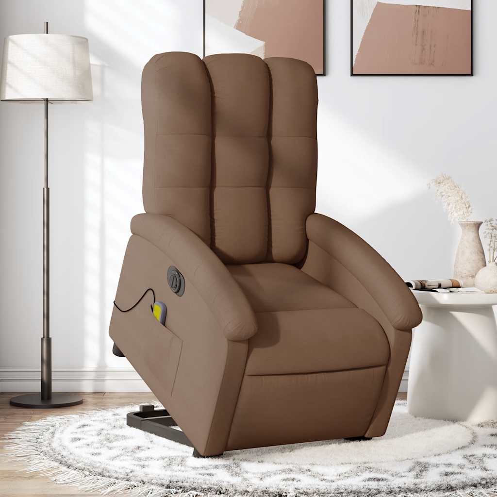 Vidaxl sta-op-massagestoel elektrisch verstelbaar stof bruin