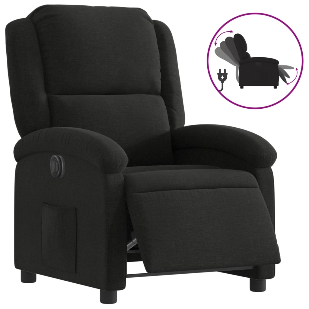 Vidaxl fauteuil verstelbaar elektrisch stof zwart