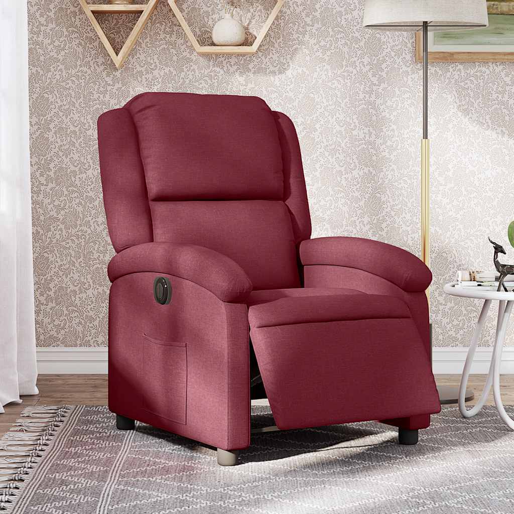 Vidaxl fauteuil verstelbaar elektrisch stof wijnrood