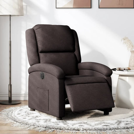 Vidaxl fauteuil verstelbaar elektrisch stof donkerbruin