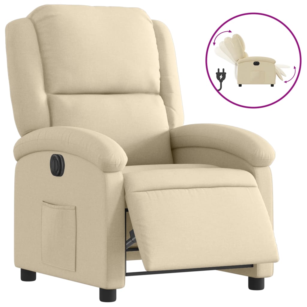 Vidaxl fauteuil verstelbaar elektrisch stof crèmekleurig