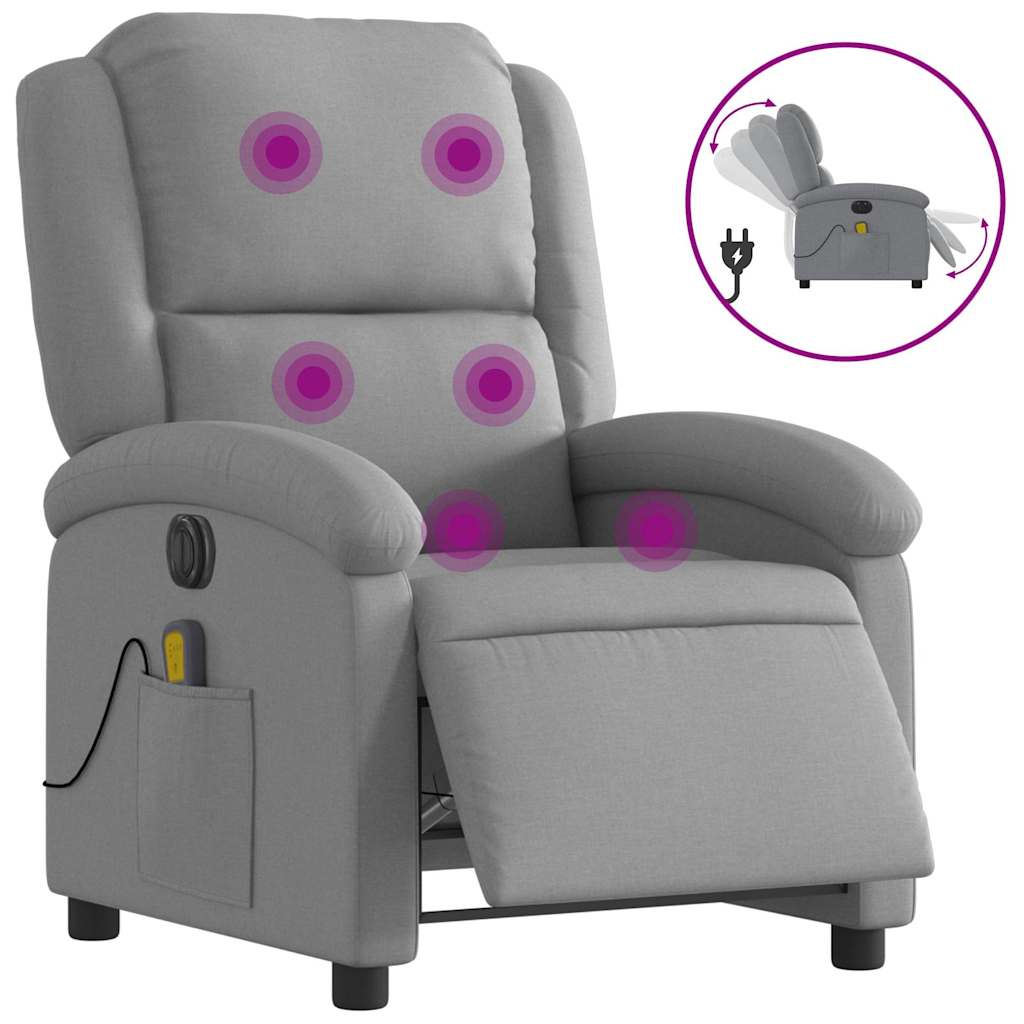 Vidaxl massagestoel elektrisch verstelbaar stof lichtgrijs