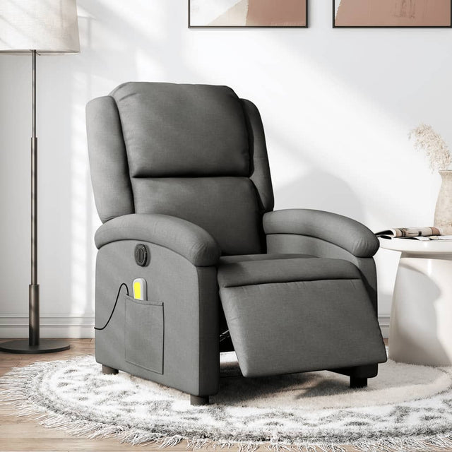 Vidaxl massagestoel elektrisch verstelbaar stof donkergrijs