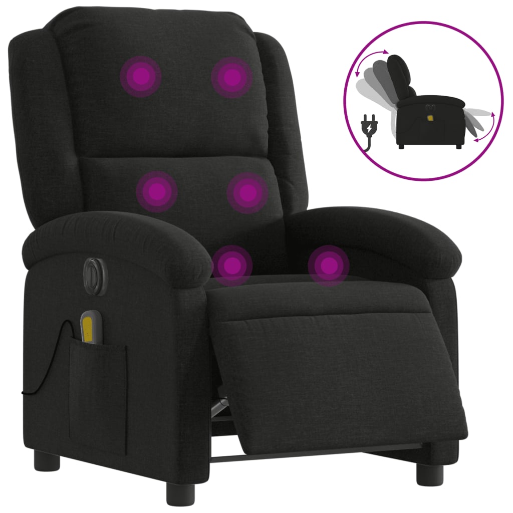 Vidaxl massagestoel elektrisch verstelbaar stof zwart