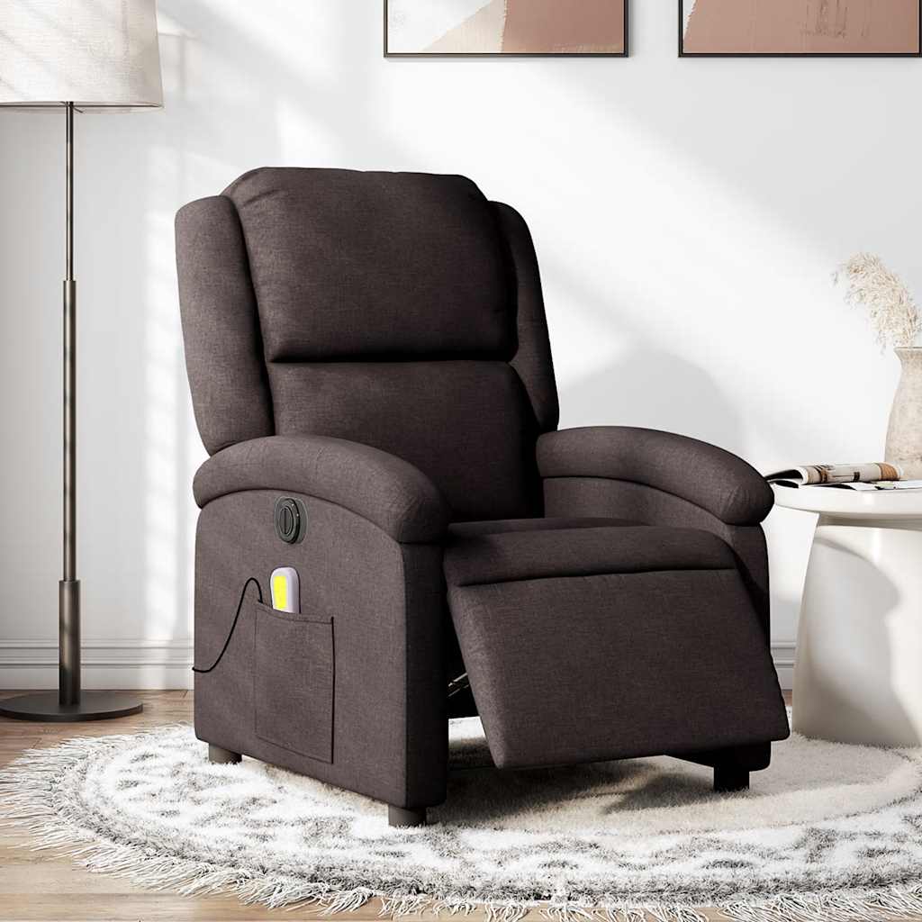 Vidaxl massagestoel elektrisch verstelbaar stof donkerbruin