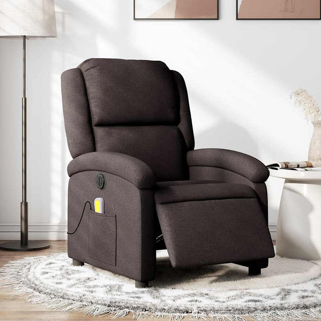 Vidaxl massagestoel elektrisch verstelbaar stof donkerbruin