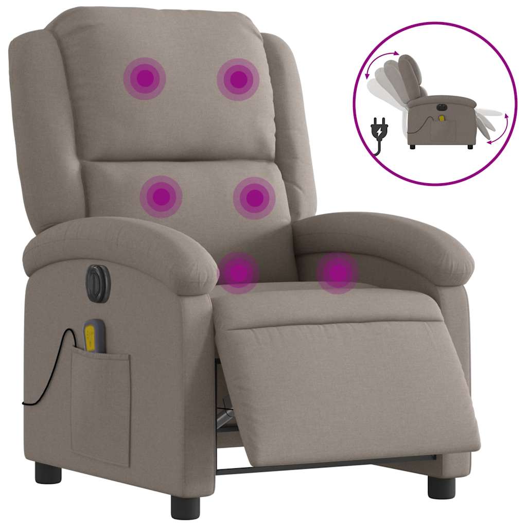 Vidaxl massagestoel elektrisch verstelbaar stof taupe