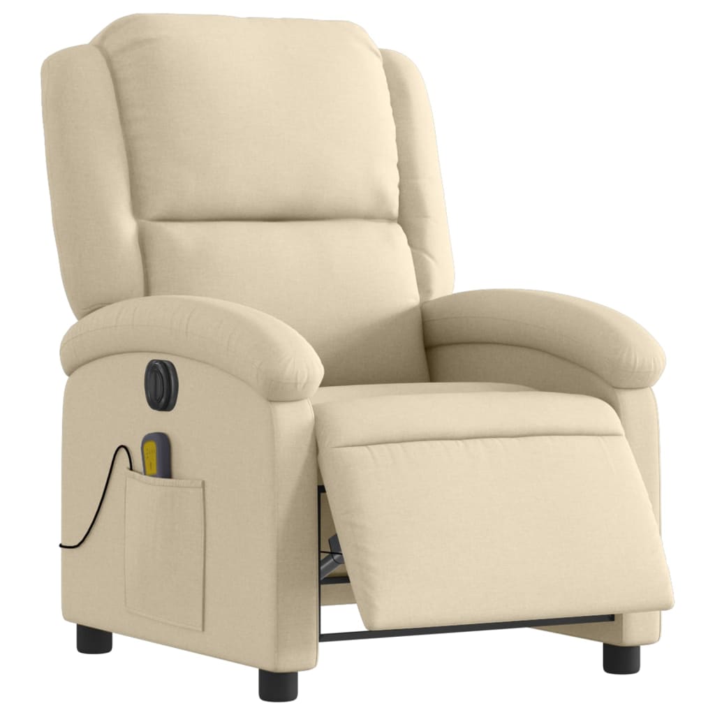 Vidaxl massagestoel elektrisch verstelbaar stof crèmekleurig