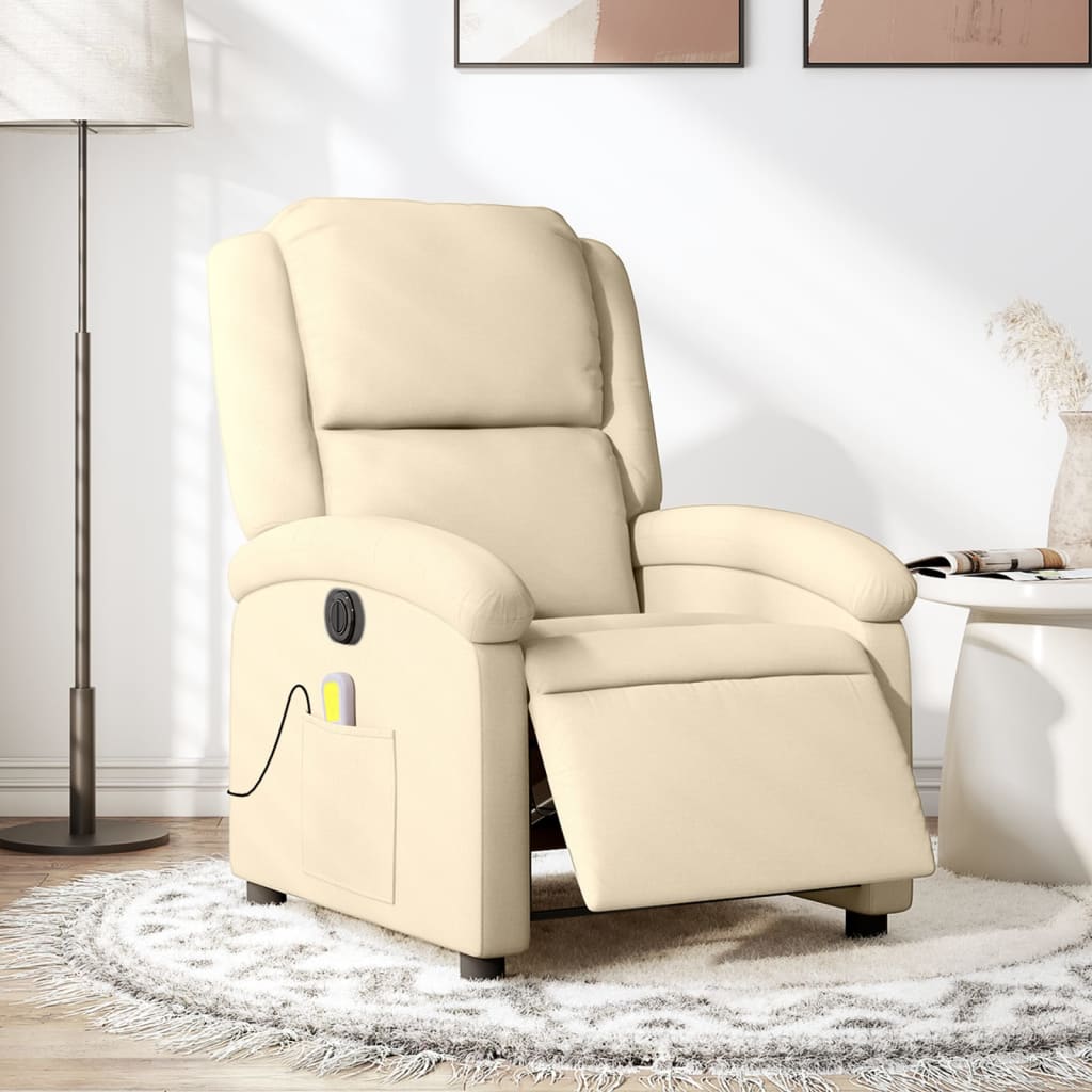 Vidaxl massagestoel elektrisch verstelbaar stof crèmekleurig