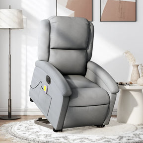 Vidaxl sta-op-massagestoel elektrisch verstelbaar stof lichtgrijs