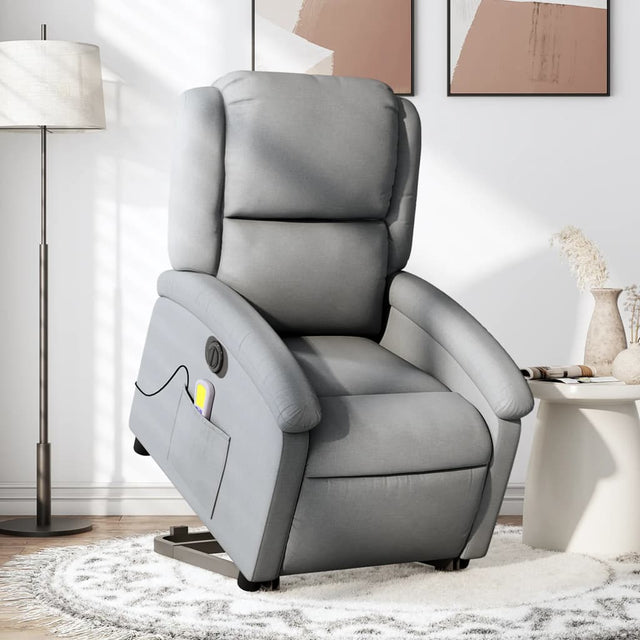 Vidaxl sta-op-massagestoel elektrisch verstelbaar stof lichtgrijs