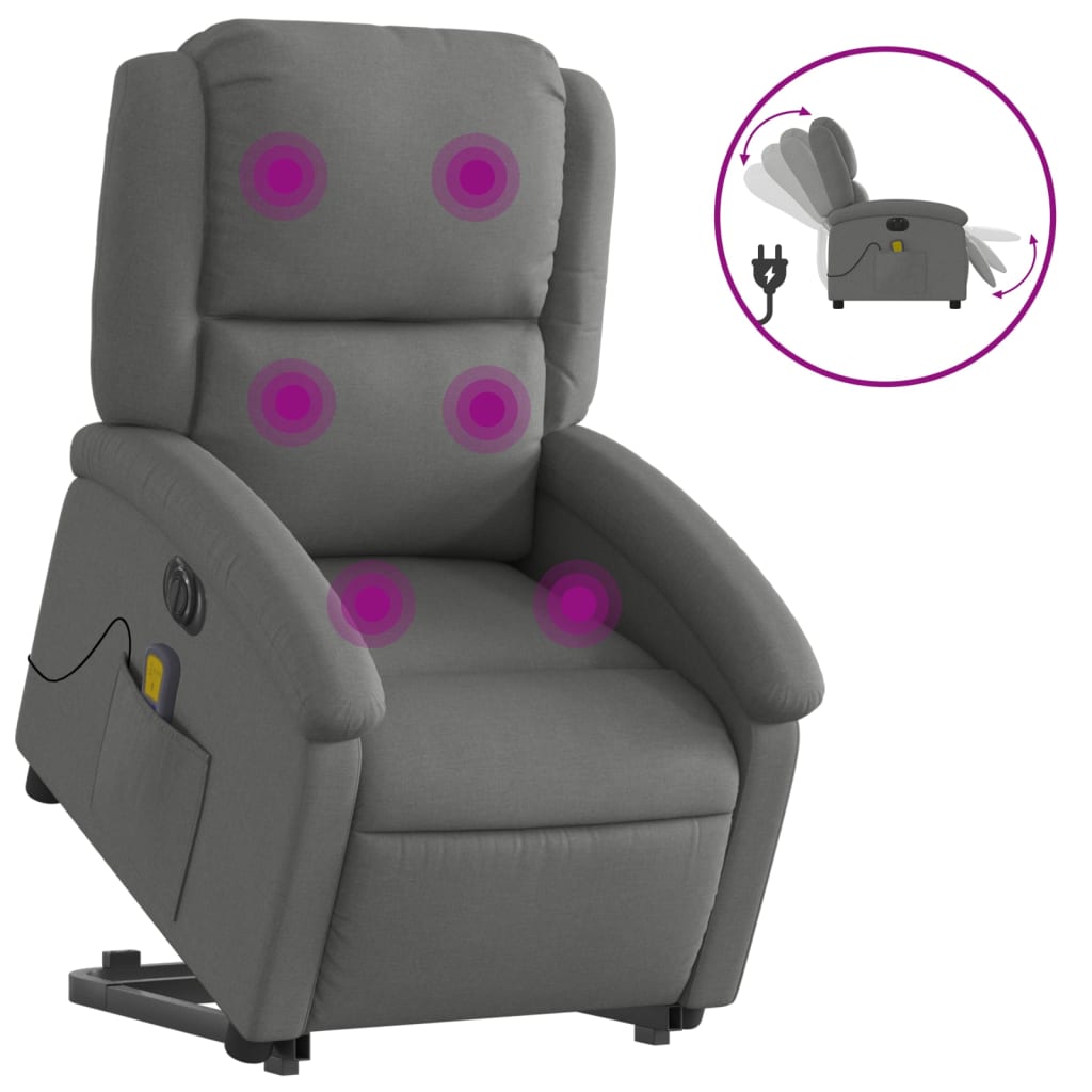 Vidaxl sta-op-massagestoel elektrisch verstelbaar stof donkergrijs