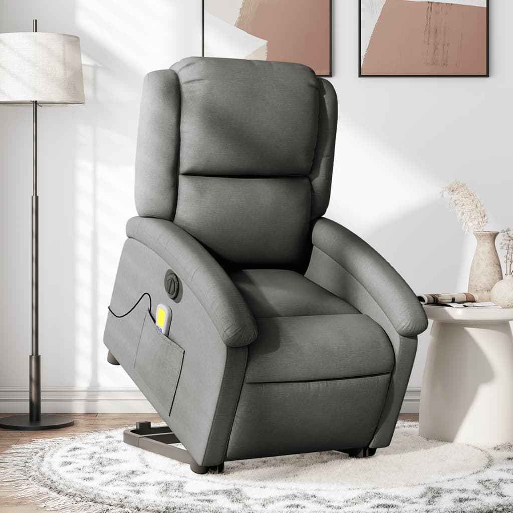 Vidaxl sta-op-massagestoel elektrisch verstelbaar stof donkergrijs