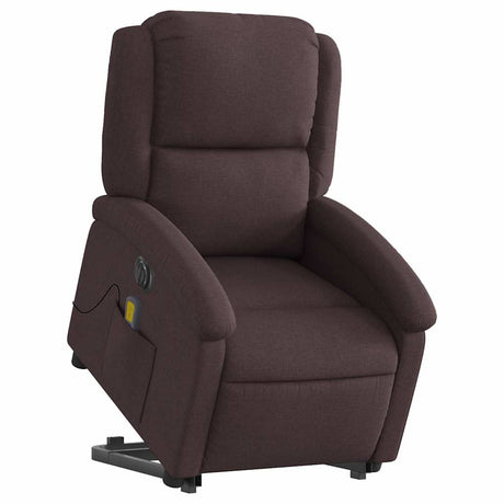 Vidaxl sta-op-massagestoel elektrisch verstelbaar stof donkerbruin