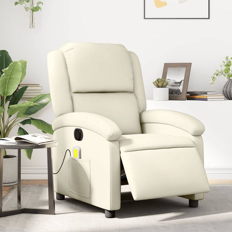 Vidaxl massagestoel verstelbaar elektrisch kunstleer crèmekleurig