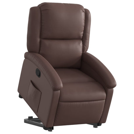 Vidaxl sta-op-fauteuil verstelbaar kunstleer bruin