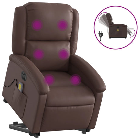 Vidaxl sta-op-massagestoel elektrisch kunstleer bruin
