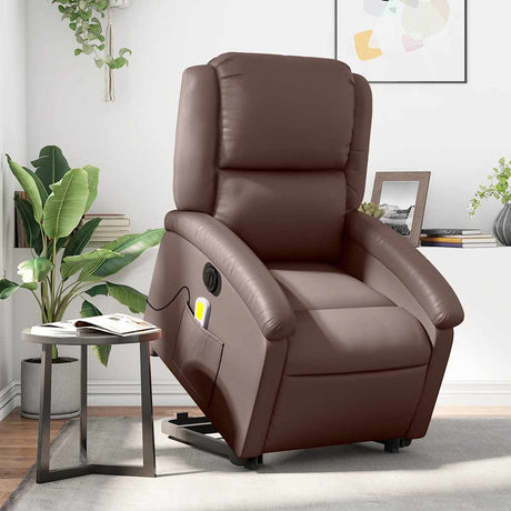 Vidaxl sta-op-massagestoel elektrisch kunstleer bruin