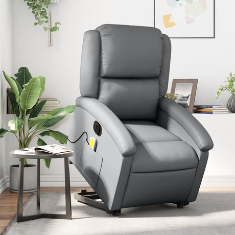 Vidaxl sta-op-massagestoel elektrisch kunstleer grijs