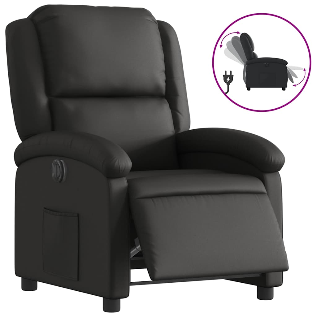 Vidaxl fauteuil elektrisch verstelbaar echt leer zwart