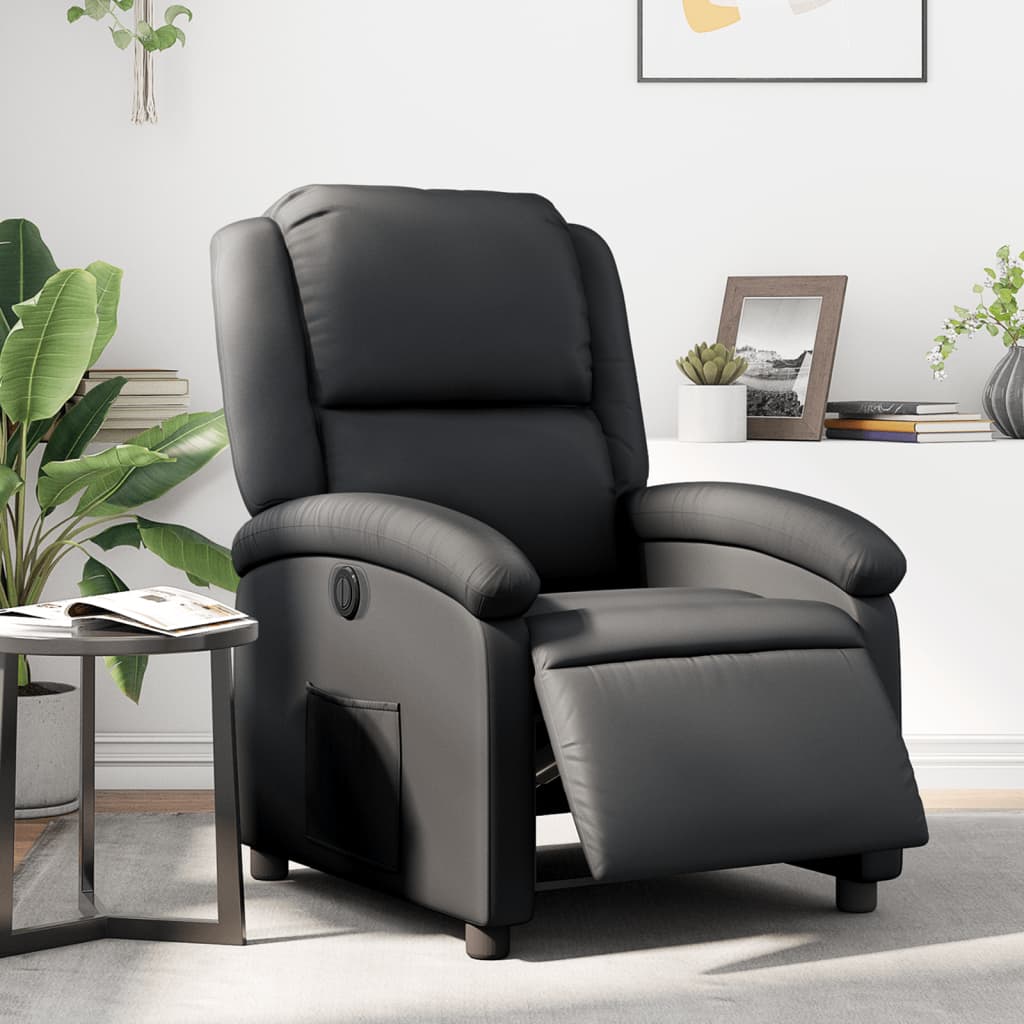 Vidaxl fauteuil elektrisch verstelbaar echt leer zwart