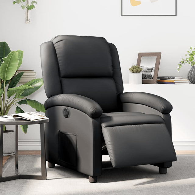Vidaxl fauteuil elektrisch verstelbaar echt leer zwart