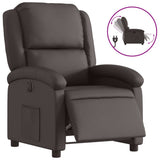 Vidaxl fauteuil verstelbaar elektrisch echt leer donkerbruin