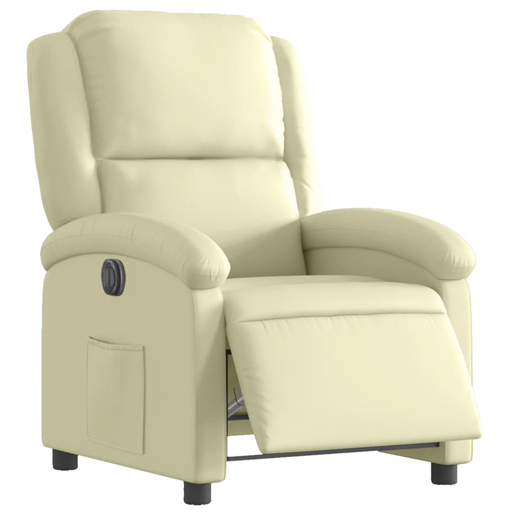 Vidaxl fauteuil elektrisch verstelbaar echt leer crèmekleurig
