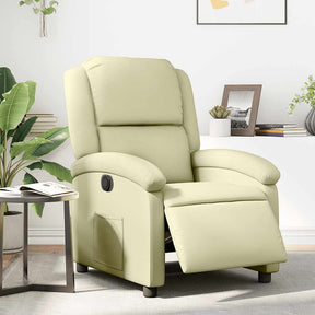 Vidaxl fauteuil elektrisch verstelbaar echt leer crèmekleurig