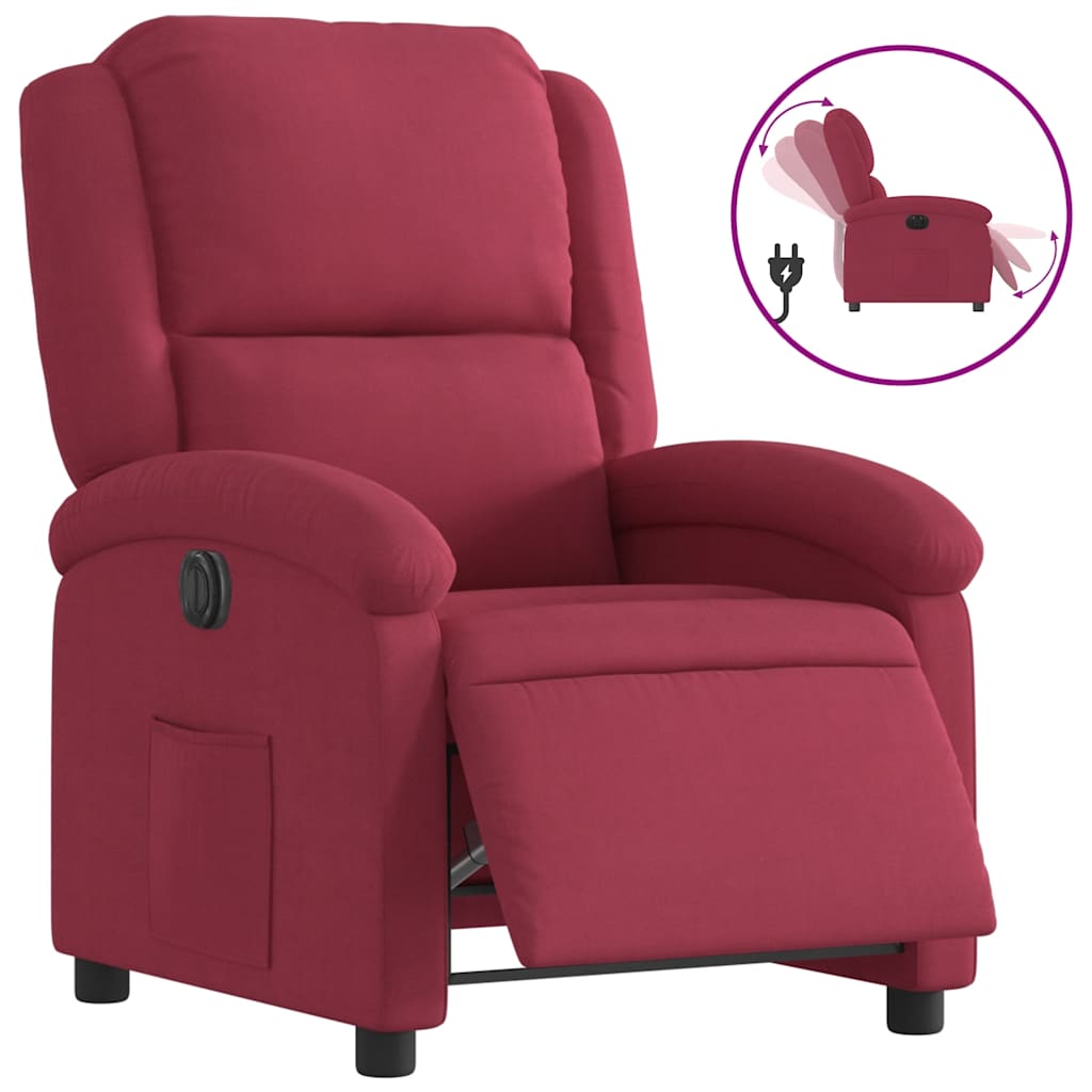 Vidaxl fauteuil verstelbaar elektrisch stof wijnrood