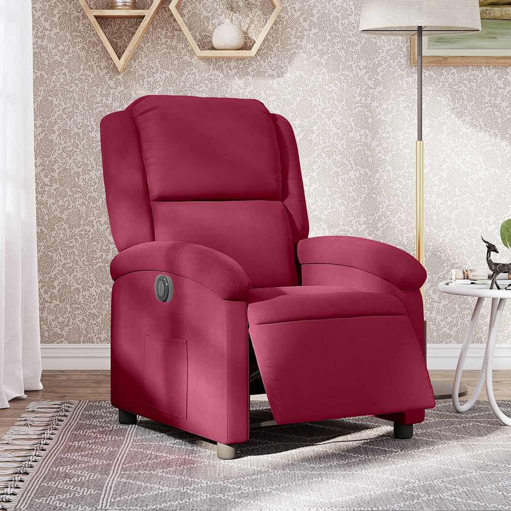 Vidaxl fauteuil verstelbaar elektrisch stof wijnrood