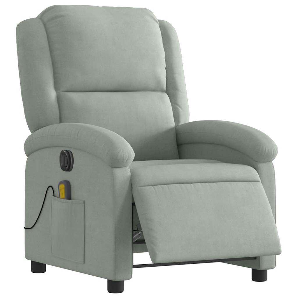 Vidaxl massagestoel elektrisch verstelbaar fluweel lichtgrijs