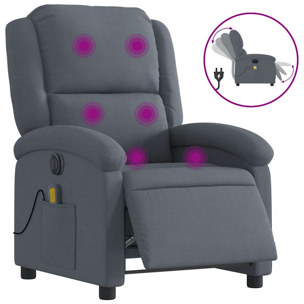 Vidaxl massagestoel elektrisch verstelbaar fluweel donkergrijs