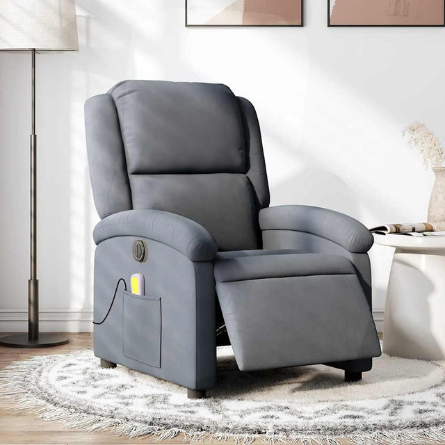 Vidaxl massagestoel elektrisch verstelbaar fluweel donkergrijs