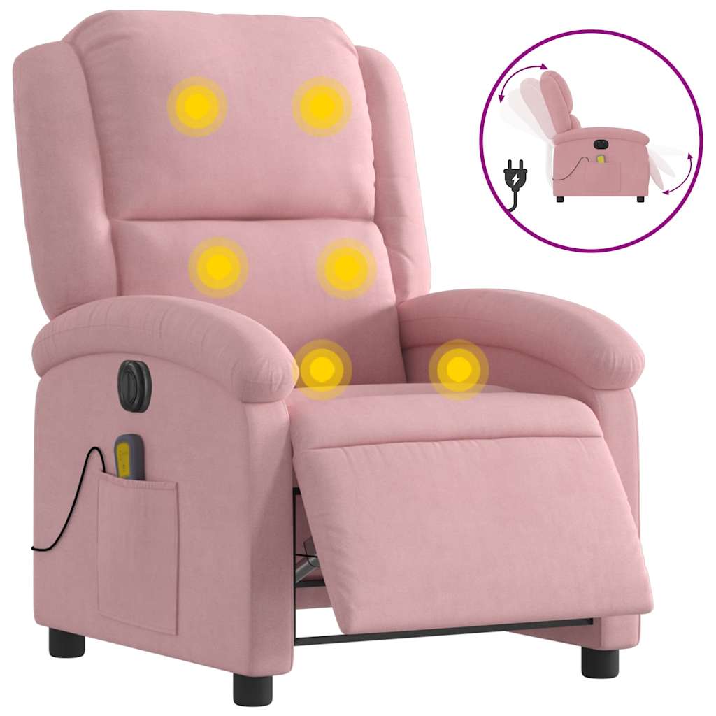 Vidaxl massagestoel elektrisch verstelbaar fluweel roze