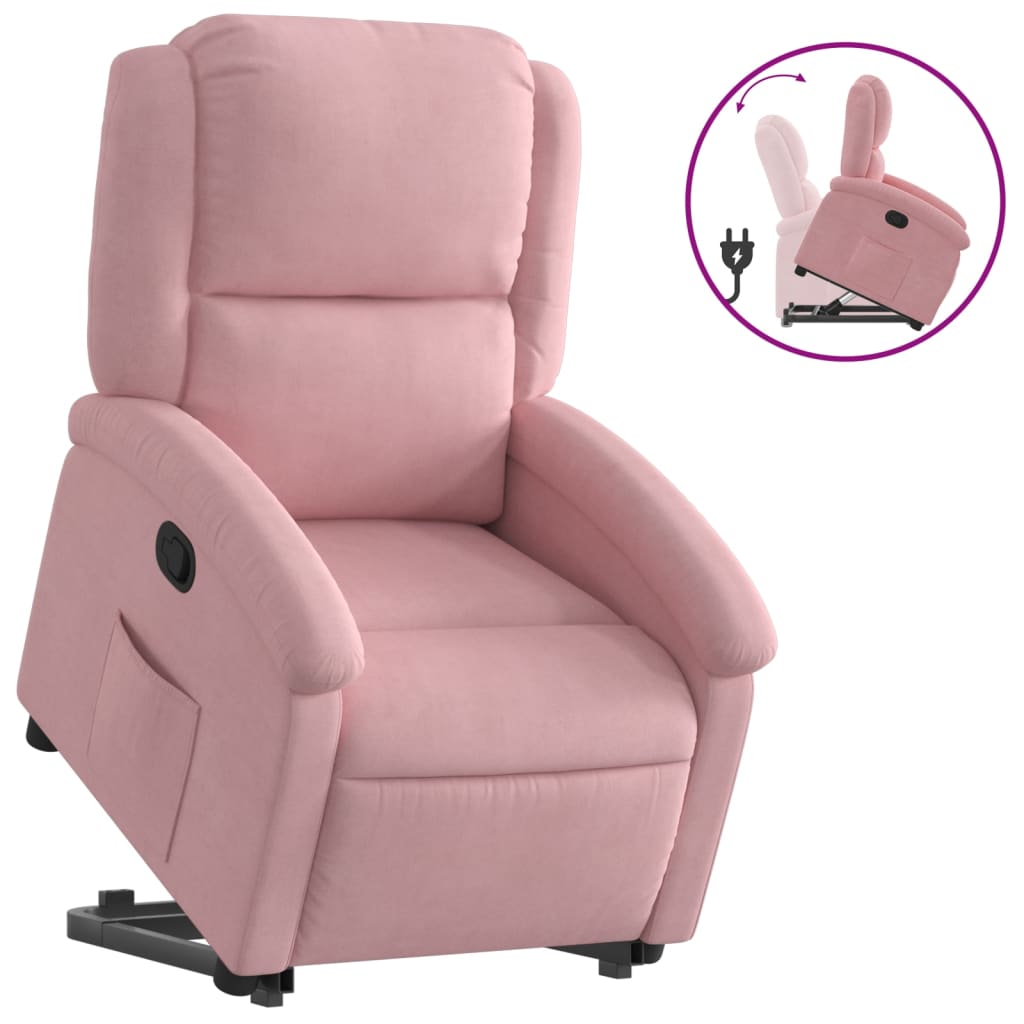 Vidaxl sta-op-stoel verstelbaar fluweel roze
