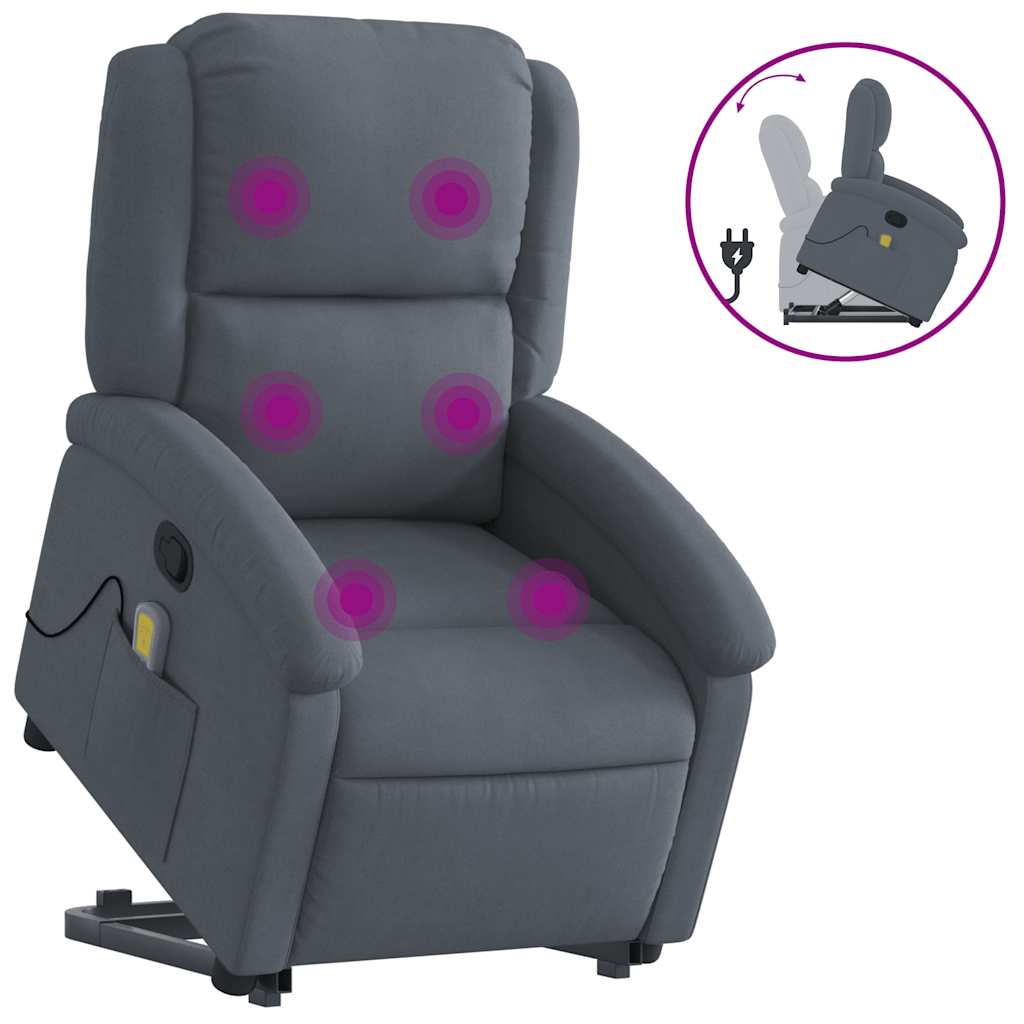 Vidaxl sta-op-massagestoel verstelbaar fluweel donkergrijs