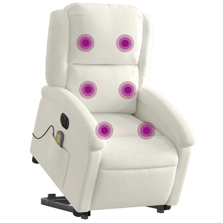 Vidaxl sta-op-massagestoel elektrisch verstelbaar fluweel crèmekleurig