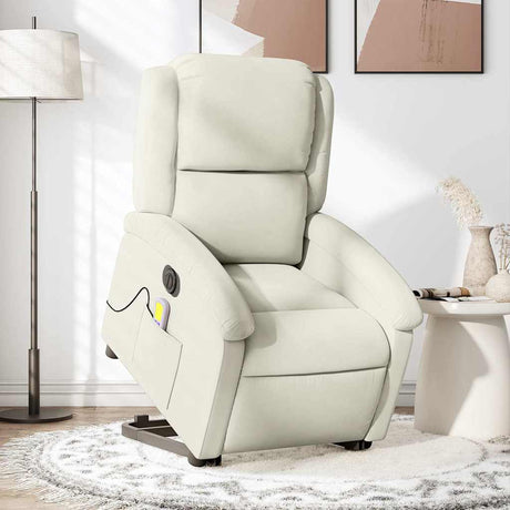 Vidaxl sta-op-massagestoel elektrisch verstelbaar fluweel crèmekleurig