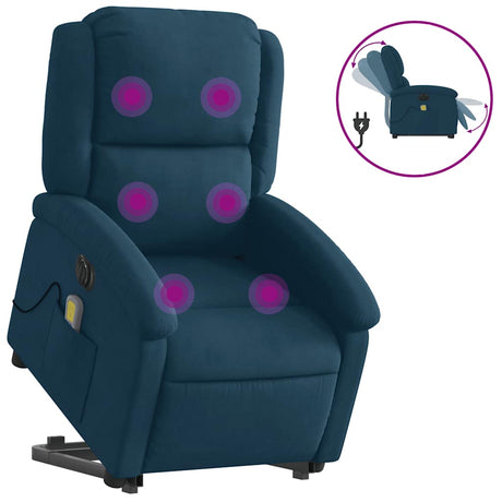 Vidaxl sta-op-massagestoel elektrisch verstelbaar fluweel blauw