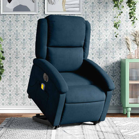 Vidaxl sta-op-massagestoel elektrisch verstelbaar fluweel blauw