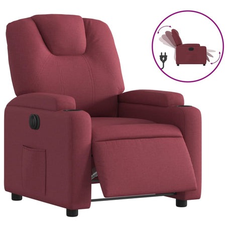 Vidaxl fauteuil verstelbaar elektrisch stof wijnrood