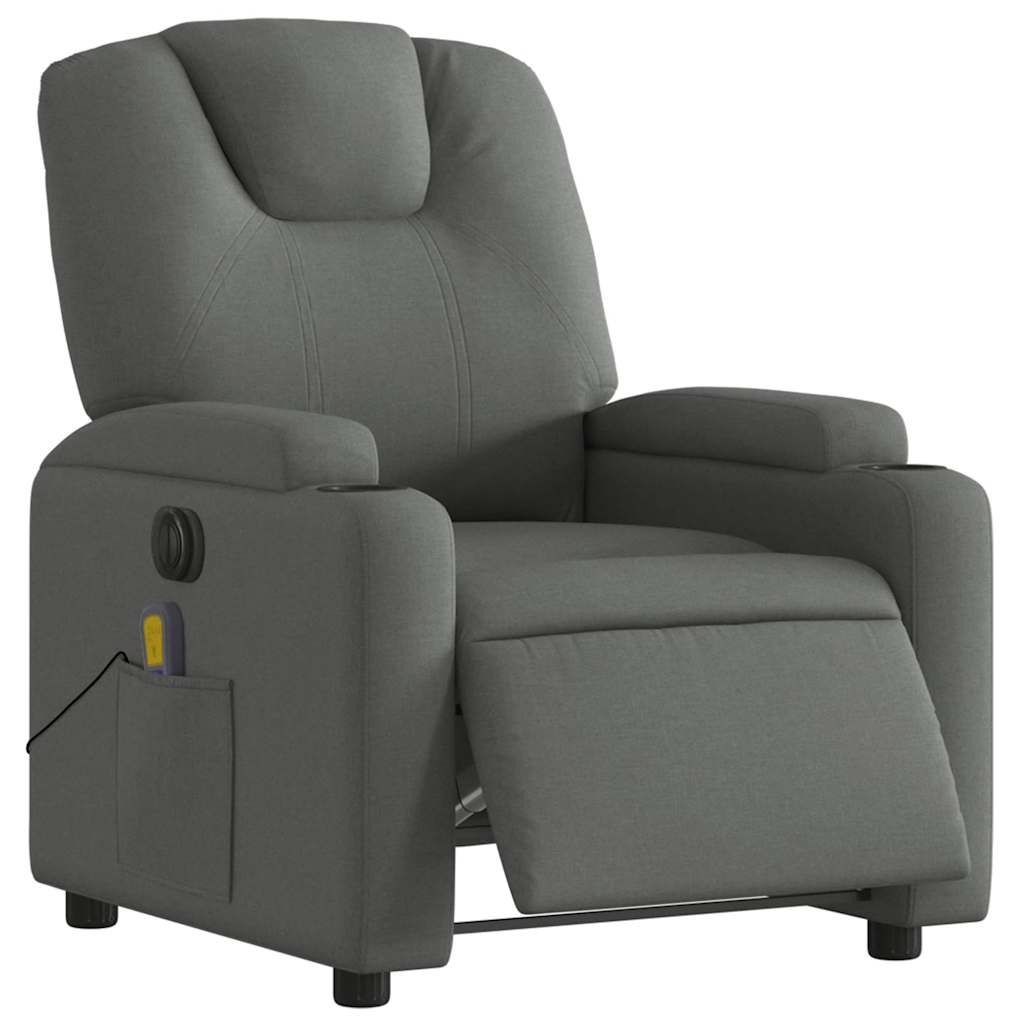 Vidaxl massagestoel elektrisch verstelbaar stof donkergrijs