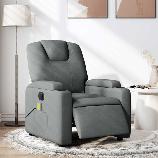 Vidaxl massagestoel elektrisch verstelbaar stof donkergrijs